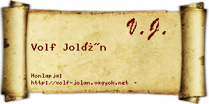Volf Jolán névjegykártya